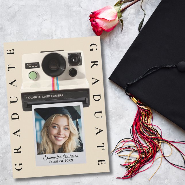 Convite Graduation Photo Collage Vintage Boho Trendy  (Criador carregado)