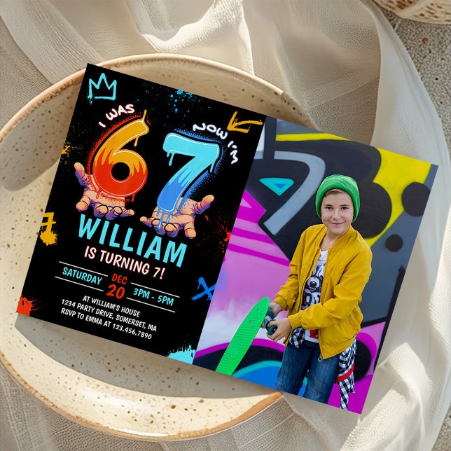Convite Graffiti 6 7 Meme Trend Six Seven Birthday Photo (Criador carregado)
