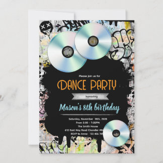 Convite Graffiti Hip Hop CD-R Party Invite