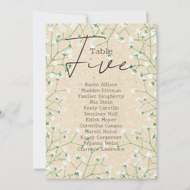 Convite Gráfico 5 Sentados Da Mesa De Casamento De Gypsoph (Frente)