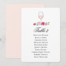 Convite Gráfico de assentos com rosas. Copo de vinho. Casa