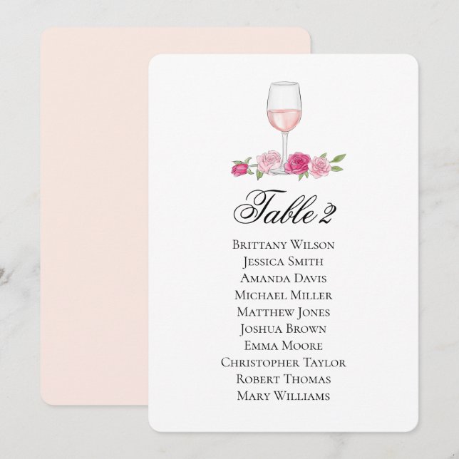 Convite Gráfico de assentos com rosas. Copo de vinho. Casa (Frente/Verso)