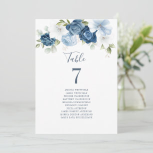 Convite Gráfico de Assentos da Mesa Floral Azul Empoeirado