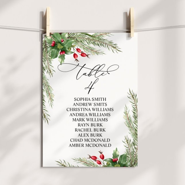 Convite Gráfico de Assentos da Tabela Red Berries de Natal (Criador carregado)