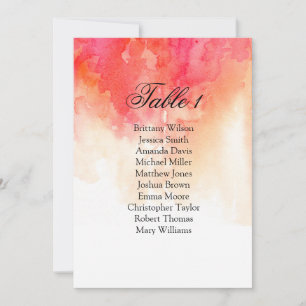 Convite Gráfico de assentos de casamento aquarela vermelha