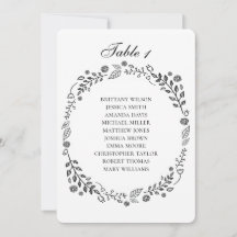 Gráfico de assentos de casamento com flores pretas