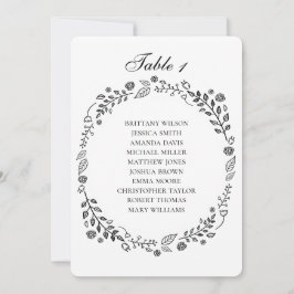 Convite Gráfico de assentos de casamento com flores pretas