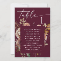 Gráfico de Assentos de Casamento de Borgonha Escur