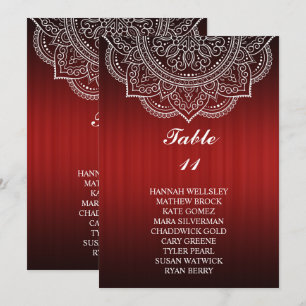 Convite Gráfico de Assentos de Casamento de Paisley Vermel