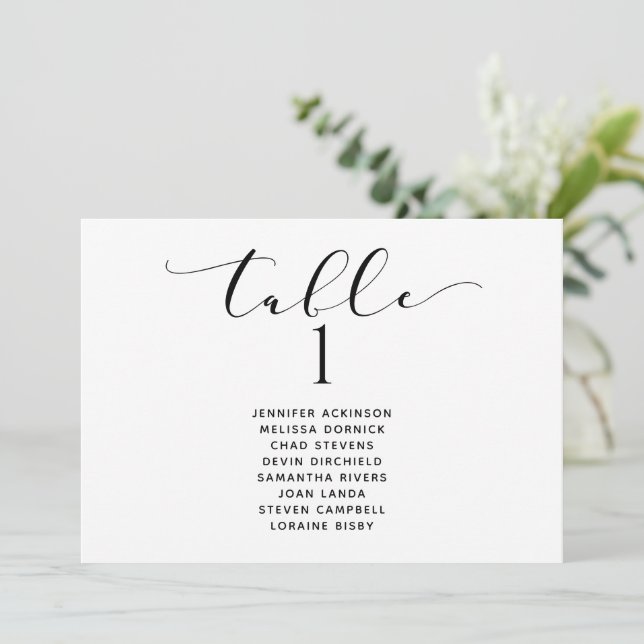 Convite Gráfico de Assentos de Casamento Horizontal Elegan (Em pé/Frente)