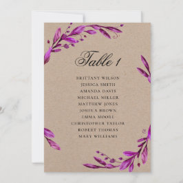 Convite Gráfico de assentos de casamento rústico roxo. Lil