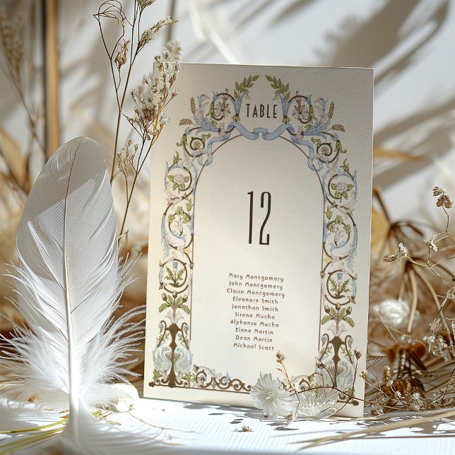 Convite Gráfico de Assentos de Casamentos Florais Vitorian (Criador carregado)