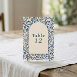 Convite Gráfico de assentos de mesa de arco floral intrinc<br><div class="desc">Este elegante design de número de assentos apresenta a mesma paleta de cores azul e creme de eterno com um quadro floral vintage, criando um olhar coeso que complementa o tema do seu casamento. Cada número de tabela é exibido de forma destacada em fontes de servidor clássicas para facilitar os...</div>