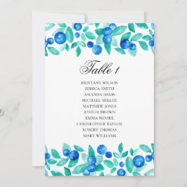 Convite Gráfico de assentos de mirtilos. Casamento azul e 