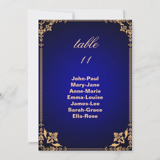 Convite Gráfico de Assentos de Número de Mesa com Moldura  (Frente)