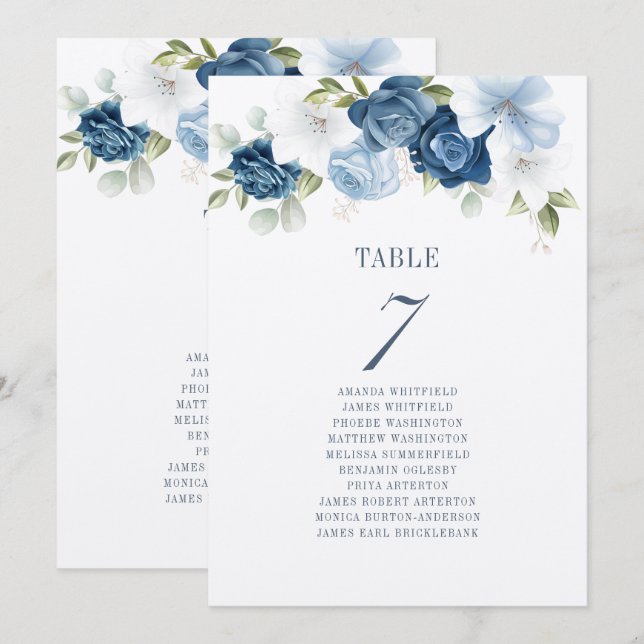 Convite Gráfico de Assentos de Números de Mesa Floral para (Frente/Verso)