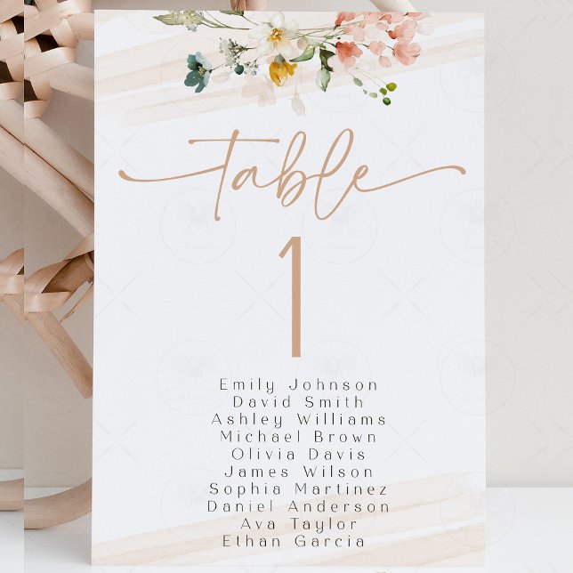 Convite Gráfico de Assentos do Jardim de Flores Silvestres (wildflower garden seating chart, boho baby shower seating chart, floral table numbers, rustic weddin)