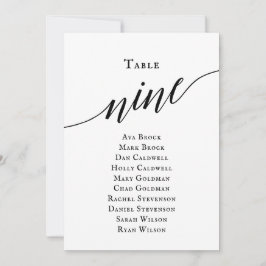 Convite Gráfico de Assentos do Script Elegante Preto Númer