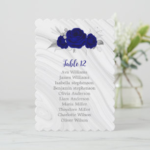 Convite gráfico de assentos florais de prata azul real