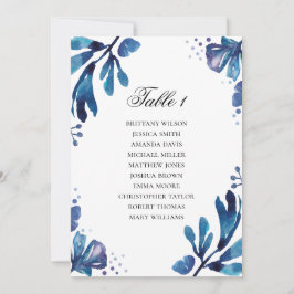 Convite Gráfico de assentos floral azul. Plano de casament
