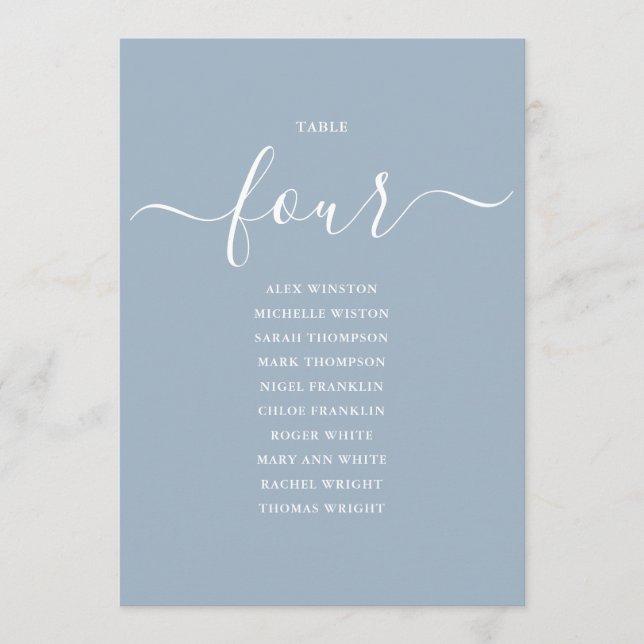 Convite Gráfico de Assentos Número 4 Tabela de Rótulo Azul (Frente)