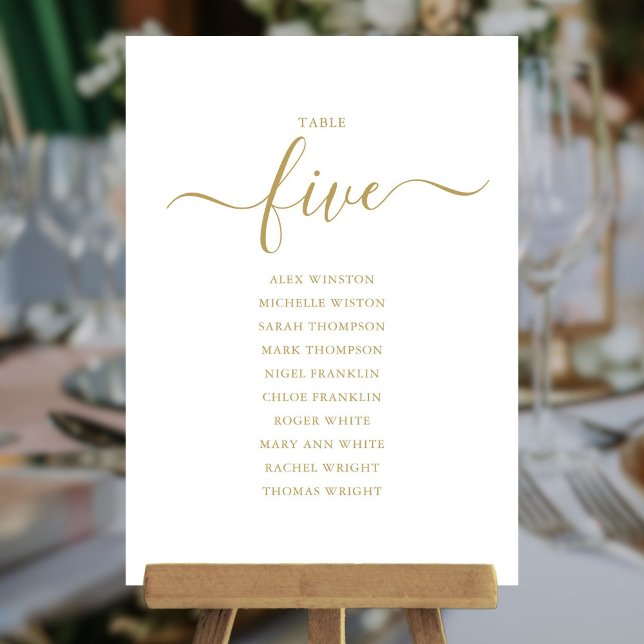 Convite Gráfico de Assentos Número da Mesa 5 Escrito em Ou (
Other styles for this product
22 items
Elegant Gold Script Table Number 3 Seating Chart
Elegant Gol)