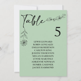 Convite Gráfico de Assentos Número da Mesa de Casamento Ve