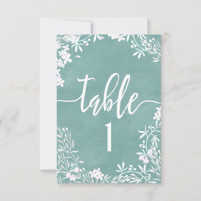 Convite Gráfico de Assentos Número da Mesa Floral Branco Q (Frente)