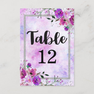 Convite Gráfico de Assentos Número da Mesa Floral Roxo e P