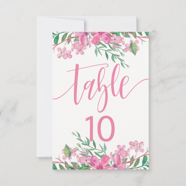Convite Gráfico de Assentos Número da Mesa Rosa Amor Flore (Frente)