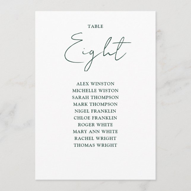 Convite Gráfico de Assentos Simples Verde Esmeralda Número (Frente)