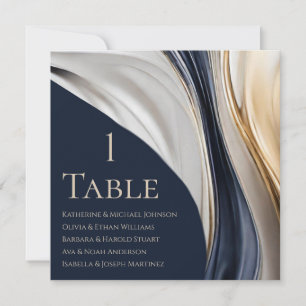 Convite Gráfico de Casamento - Azul Moderno Branco Dourado