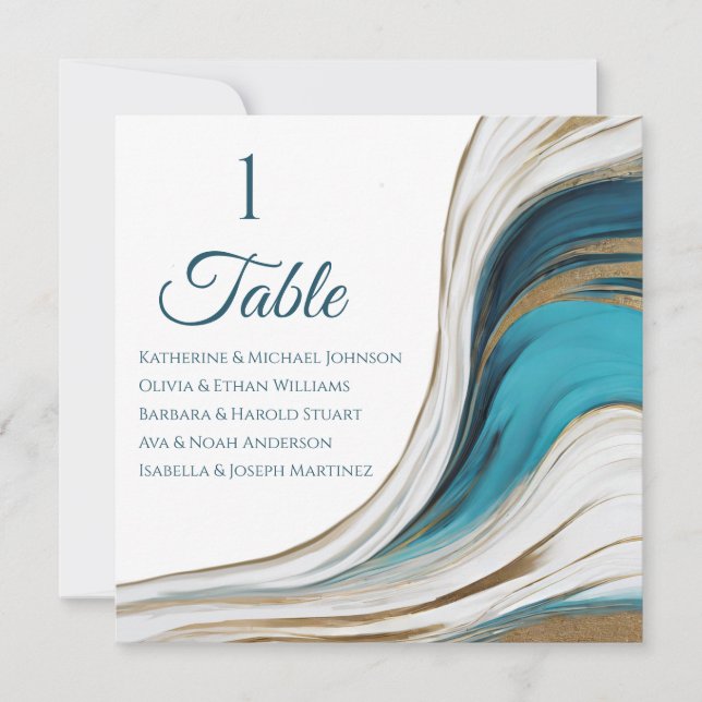 Convite Gráfico de Casamento - Azul Moderno e Dourado- (Frente)