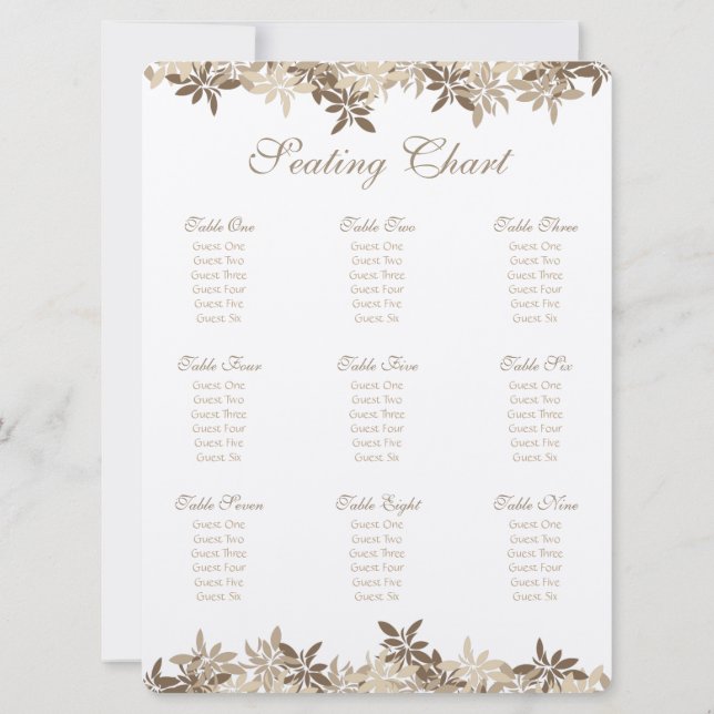 Convite Gráfico de Folhas Florais Estrilizadas de Tan e Br (Verso)