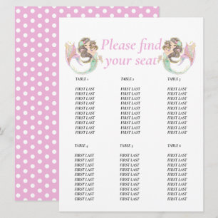 Convite Gráfico de mesa Chá de Bebê Marrom Sereia Rosa