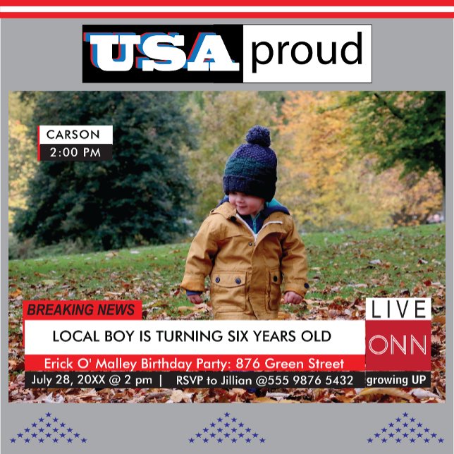 Convite Gráfico de notícias de TV especializadas em aniver (Criador carregado)