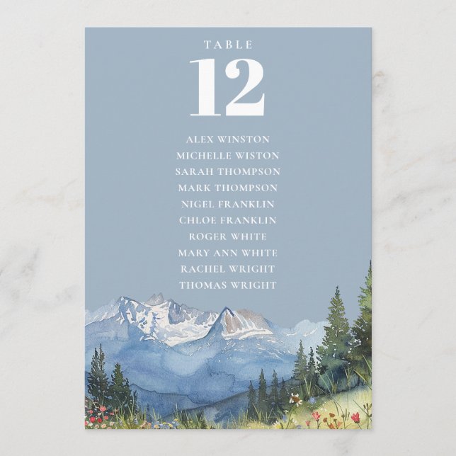 Convite Gráfico de Número de Sentados da Tabela de Montanh (Frente)