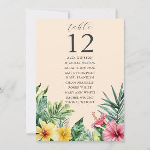 Convite Gráfico de Número de Tabela Floral Tropical Peach