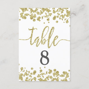 Convite Gráfico de Números de Mesa com Confetes Branco e D