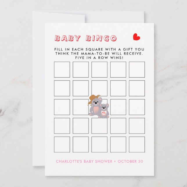 Convite Gráfico de Urso Koala Australiano (Frente)