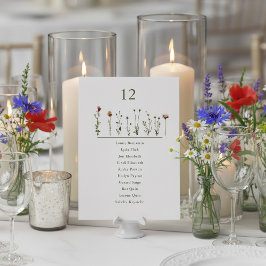 Convite Gráfico numérico de assentos de flores selvagens i