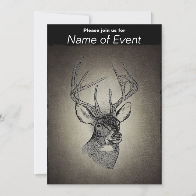Convite Gráfico Vintage deer art (Frente)