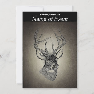 Convite Gráfico Vintage deer art