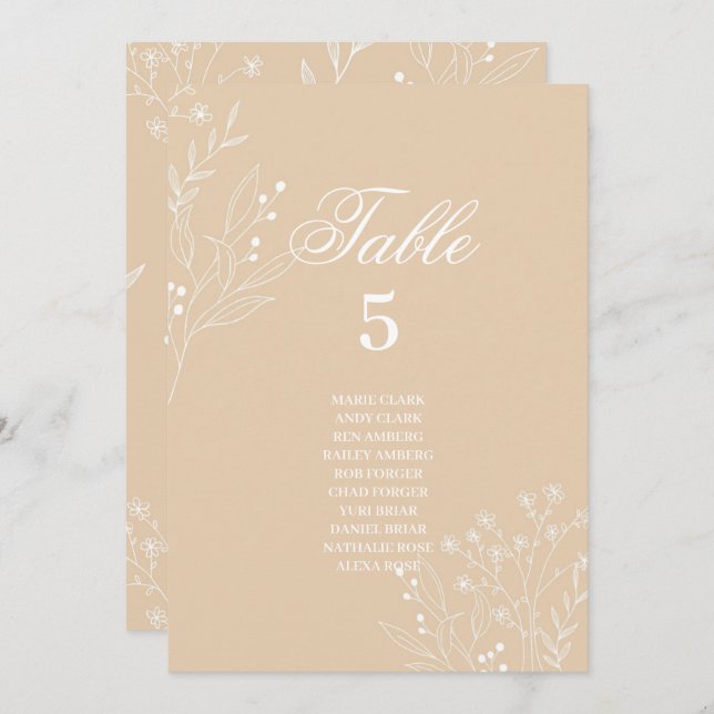 Convite Gráficos de Assentos Florais Boho de Canto Branco  (Frente/Verso)