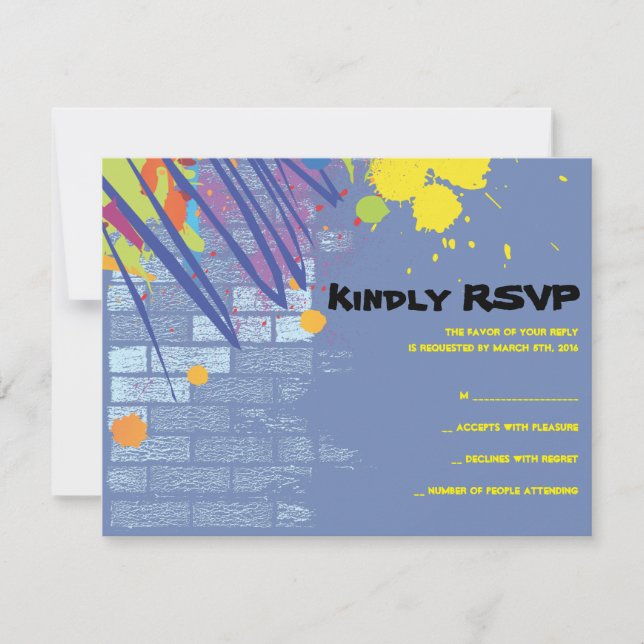 Convite Grafite Artista Bat Mitzvah Convide Resposta (Frente)