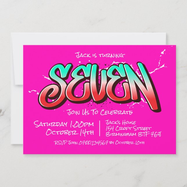 Convite Grafite Brilhante Sete (Frente)