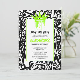 Convite Grafite verde preto para salvar a data