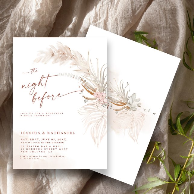 Convite Grama das Pampas Boho Floral A Noite Anterior (Criador carregado)