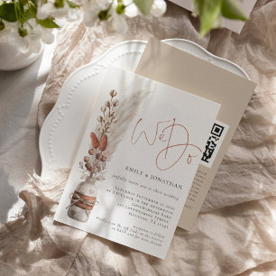 Convite Gramíneas Rustic Pampas Fazemos Casamento de Códig