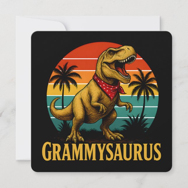 Convite Grammysaurus T Rex Dinosaur Dia de as mães (Frente)